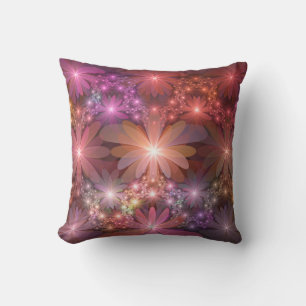 Coussin Lit De Fleurs Coloré Brillant Art Fractal Abstrait