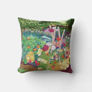 Coussin Lits à fleurs cottage jardin art imprimé