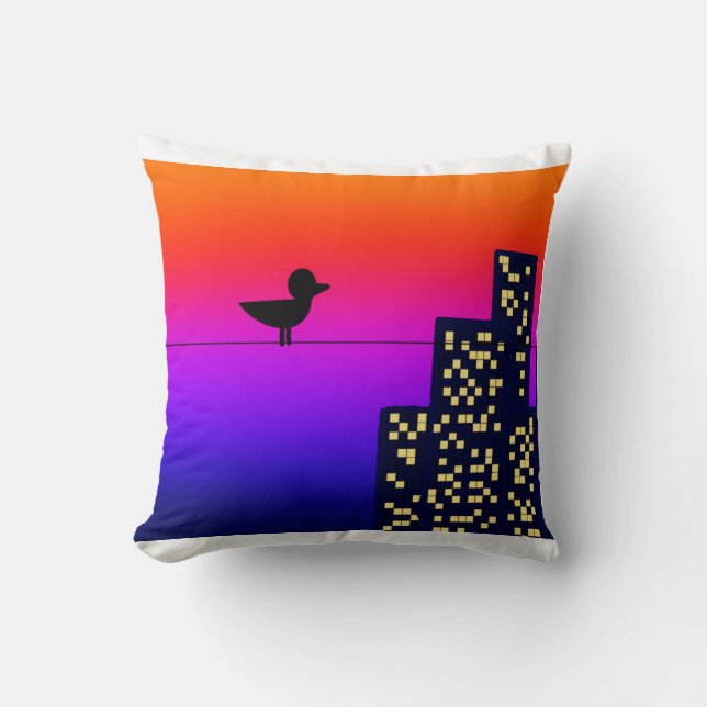 Coussin Little Bird dans la grande ville (Recto)