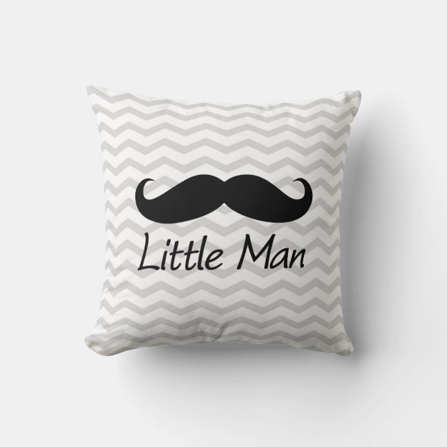 Coussin Little Man Mustache Chevron mignons Garçons (Recto)