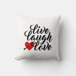 Coussin Live Rire Amour Valentine Calligraphie Jeter Oreil