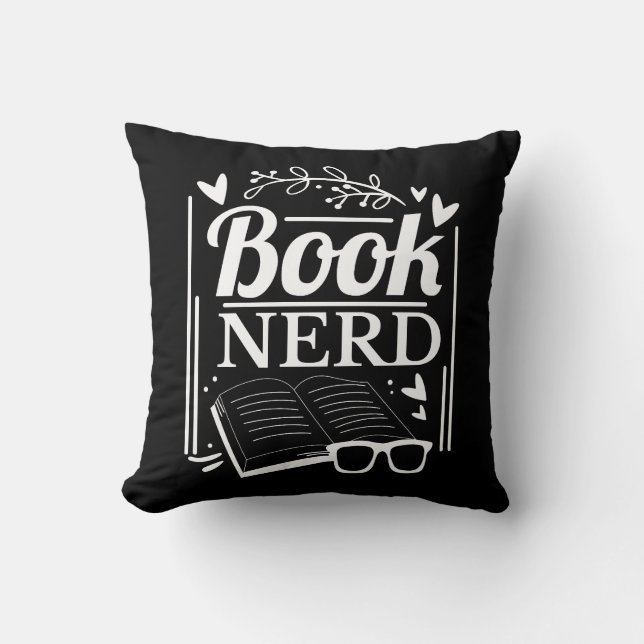 Coussin Livre amusant Citation Nerd Noir Blanc Jeu Oreille (Recto)