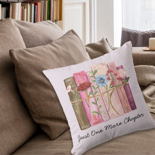 Coussin Livre Aquarelle Fleur Rose Violet Citation Lecture