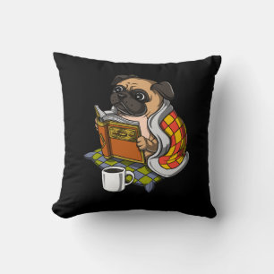 Coussin Livre de carlin Lecture Lover Chien mignon animal 