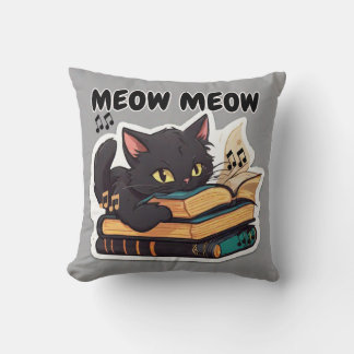 Coussin Livre de lecture de Meow Meow Cat