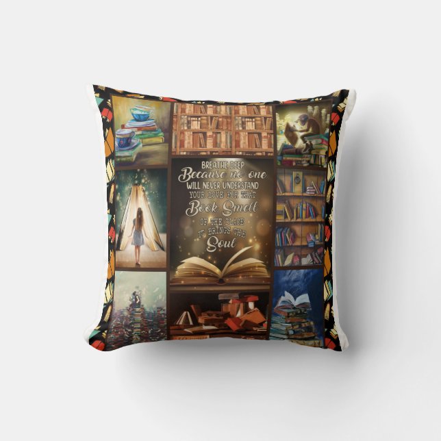 Coussin Livre Lover Cadeau, Livre Worm, I Love Lecture Liv (Recto)