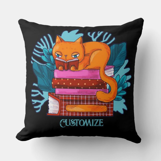 Coussin Livres Approuvés pour chats personnalisés (Recto)