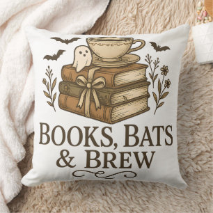 Coussin Livres Bats Brew Halloween Lecteur de café Art