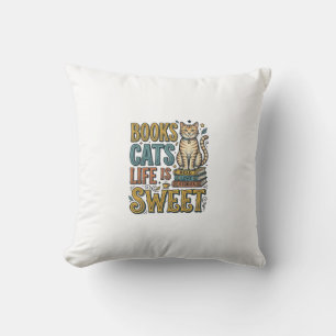 Coussin Livres Chats La Vie Est Douce Design De Lecteur De