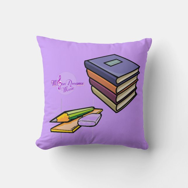 Coussin Livres, crayons et gouvernants Carré Jeu d'oreille (Recto)