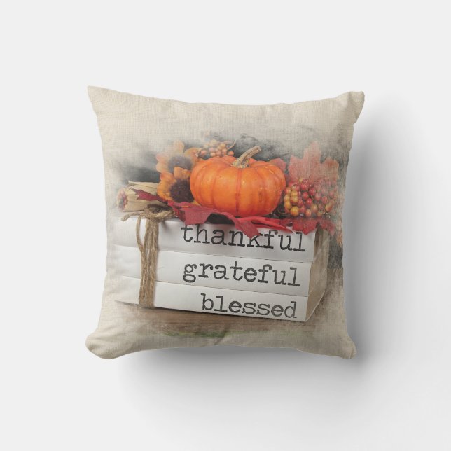 Coussin Livres de Thanksgiving avec Citrouille (Recto)