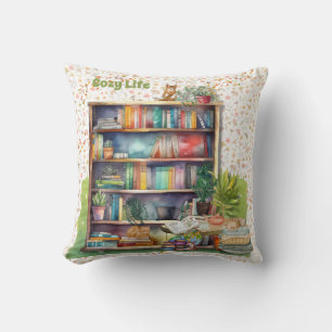 Coussin Livres et Amoureux de les chats Hygge Anniversaire