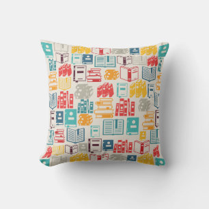 Coussin Livres partout sur les couleurs rétro Motifs
