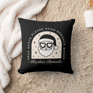 Coussin Livres romantiques de Noël noir esthétique foncé