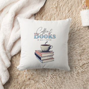 Coussin Livres vintages et café est tout ce dont j'ai beso