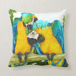 Coussin L'ivrogne doux - aras de bleu et d'or