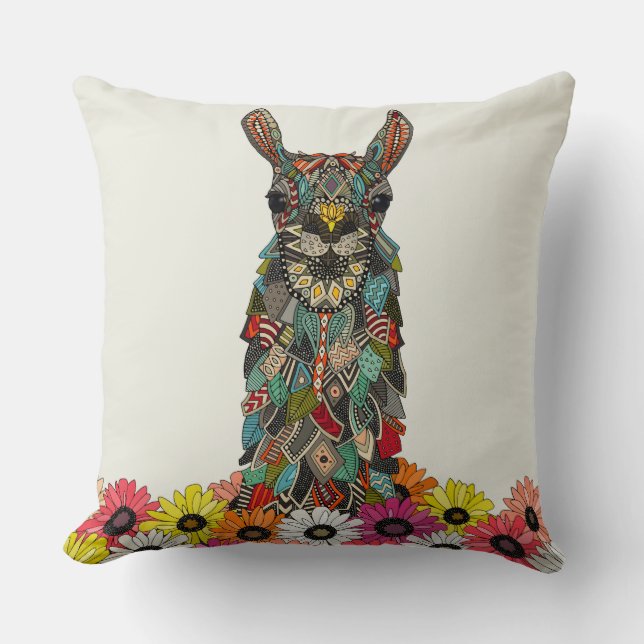 Coussin llama daisy amour (Recto)