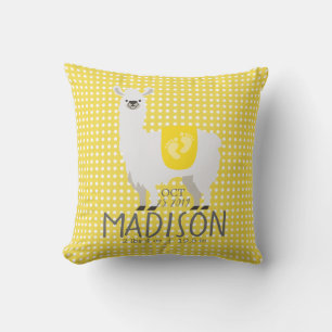 Coussin Llama jaune et blanc cassé Statistiques de naissan
