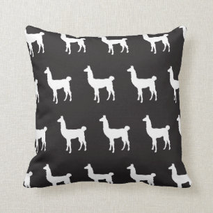 Coussin Llama noir blanc
