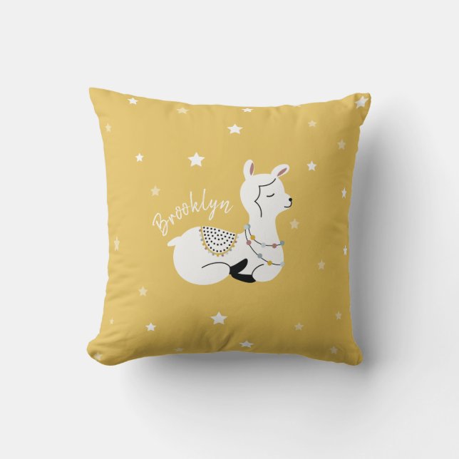Coussin Llama Stars Infirmière Jaune (Recto)
