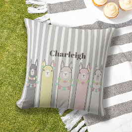 Coussin Llamas colorées Cute Retro Personnalisées