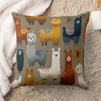 Coussin Llamas et alpagas colorés se mélangent