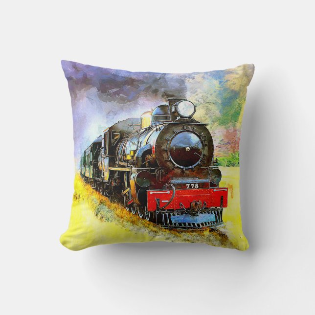Coussin Locomotive moteur de train à vapeur 778 (Recto)