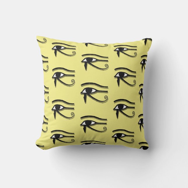 Coussin L'oeil de Horus Décor Jaune Motif (Recto)