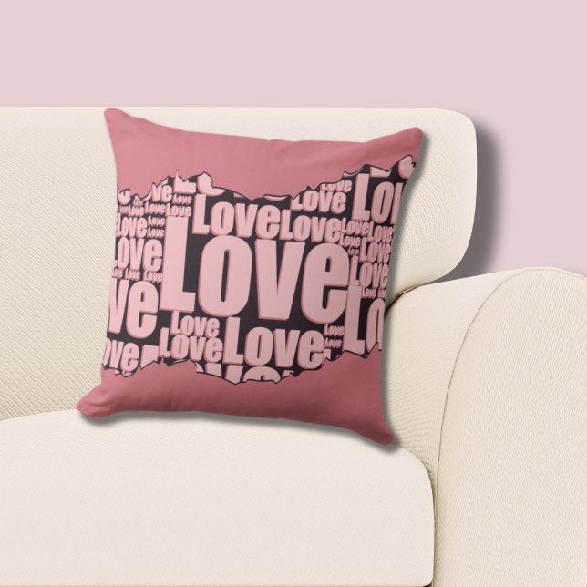 Coussin Logique Typographie rose Tons Motif (Pink Pillow Love Typography)