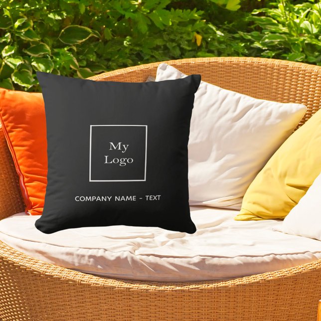 Coussin Logo de l'entreprise noir blanc élégant (Créateur téléchargé)