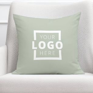 Coussin Logo de l'entreprise personnalisée Sage vert