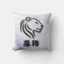 Coussin Logo de Lion Majestic avec caractères chinois