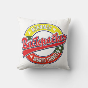 Coussin logo de voyageur du monde routard Myanmar
