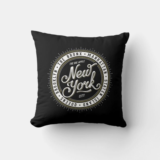 Coussin Logo du cool Retro noir et blanc New York City (Recto)