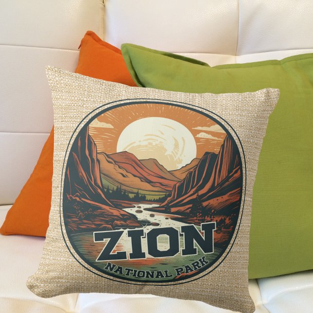 Coussin Logo Pittoresque du Parc national de Zion (Créateur téléchargé)