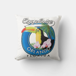 Coussin Logo rétro pour explorer Orlando Floride.