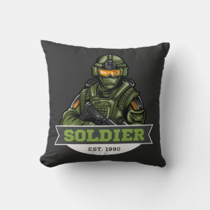 Coussin Logo Soldat Tactique – Conception d'emblème milita