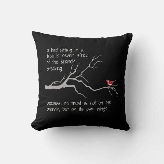 Coussin L'oiseau rouge dans l'arbre, ont la foi dans (Recto)