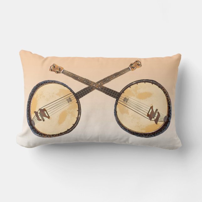 Coussin lombaire croisé de musique de deux banjos (Recto)