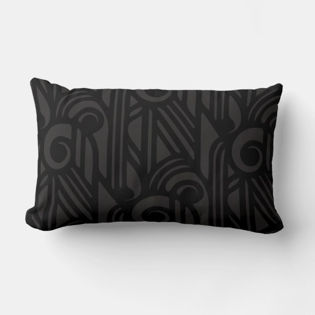 Coussin lombaire d'art déco de bâillon - noir sur (Recto)