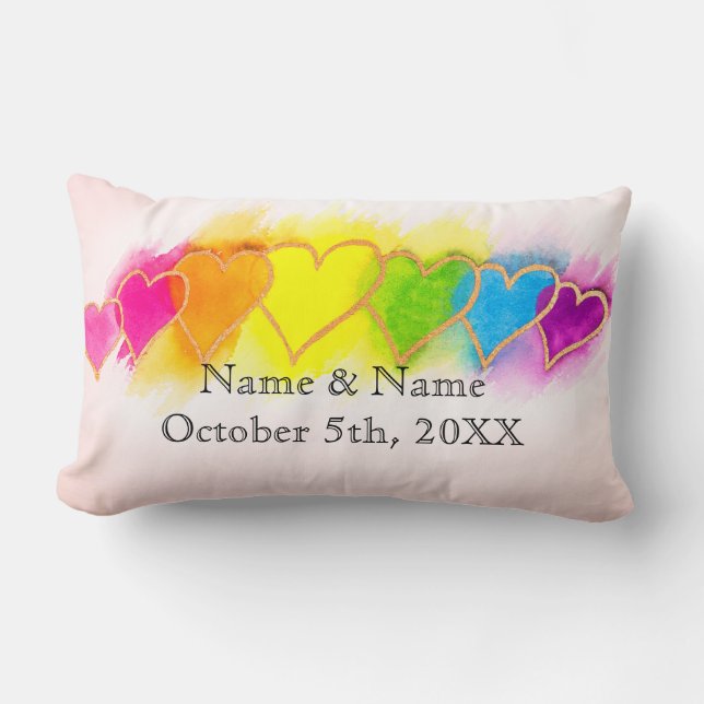 Coussin lombaire de coeur de l'arc-en-ciel du (Recto)