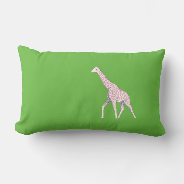 Coussin lombaire de girafe verte réversible (Recto)