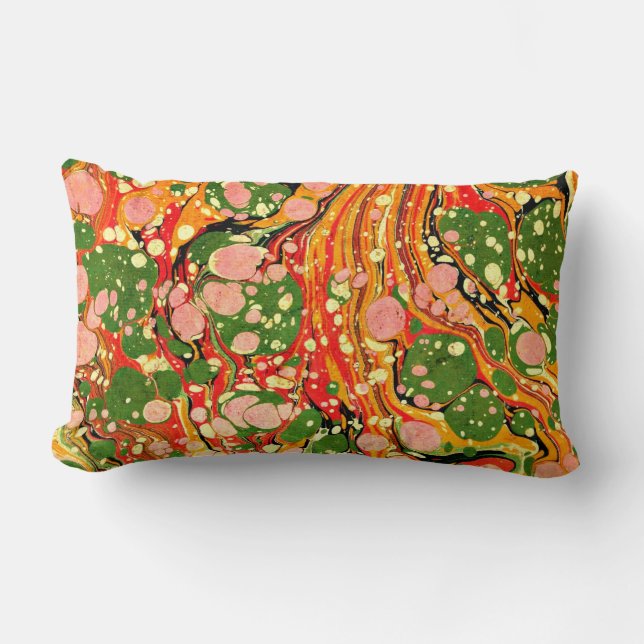 Coussin lombaire de remous de marbre vert, rose, (Recto)