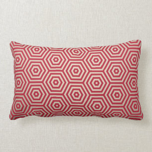 Coussin lombaire d'hexagone rouge et blanc