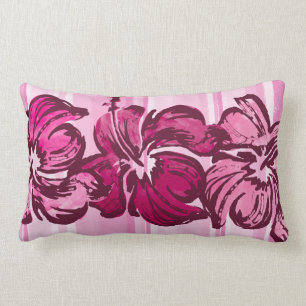Coussin lombaire réversible de ketmie d'aquarelle