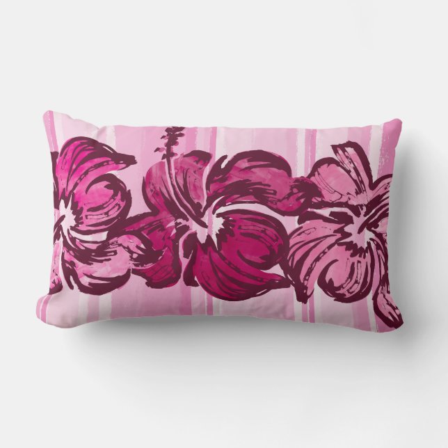 Coussin lombaire réversible de ketmie d'aquarelle (Recto)