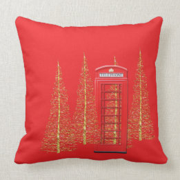 Coussin London Red Telephone Box Gold Trees lancent l'orei