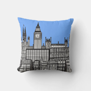 Coussin Londres Cityscape noir et blanc