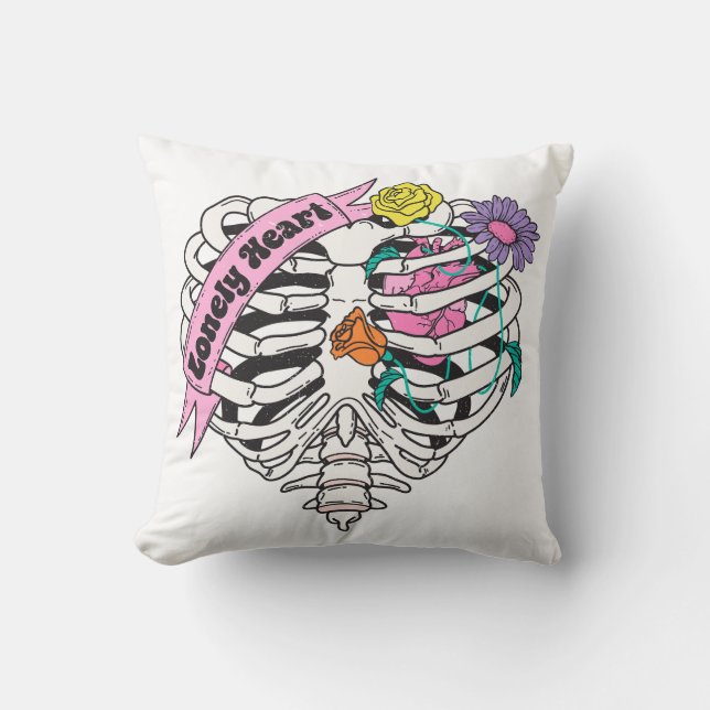 Coussin Lonely Heart Skeleton Anti Valentine (Recto)