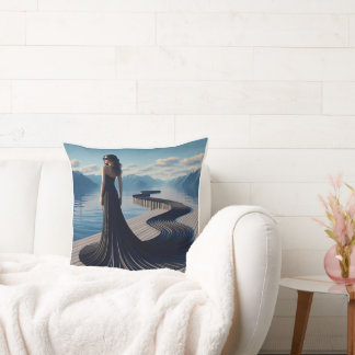 Coussin Long Cool Woman in the Black Dress Pillow